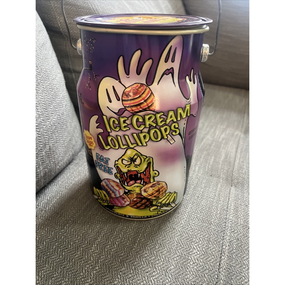 Vintage Halloween Chupa Chups Lollipops Tin Bucket Horror Haunted House Tin Only